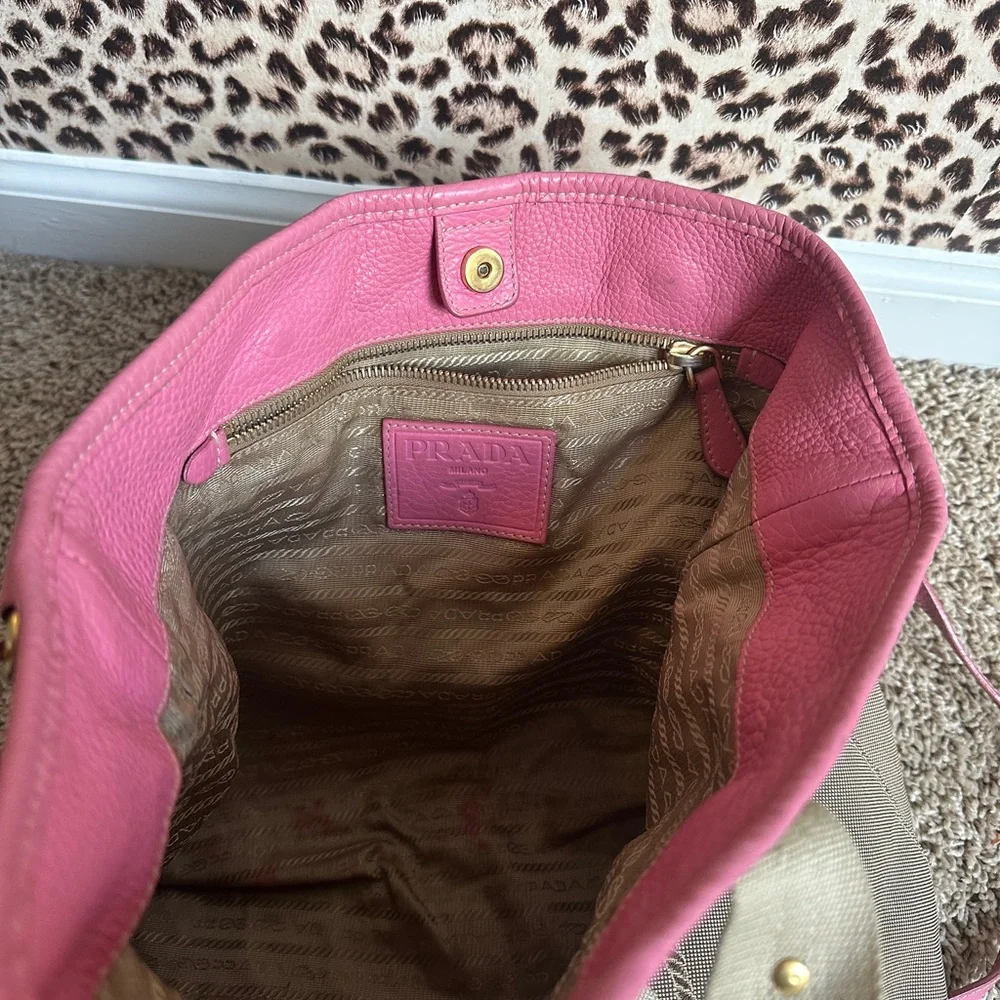 Prada Pink and Tan Tote Bag - Picture 4 of 11